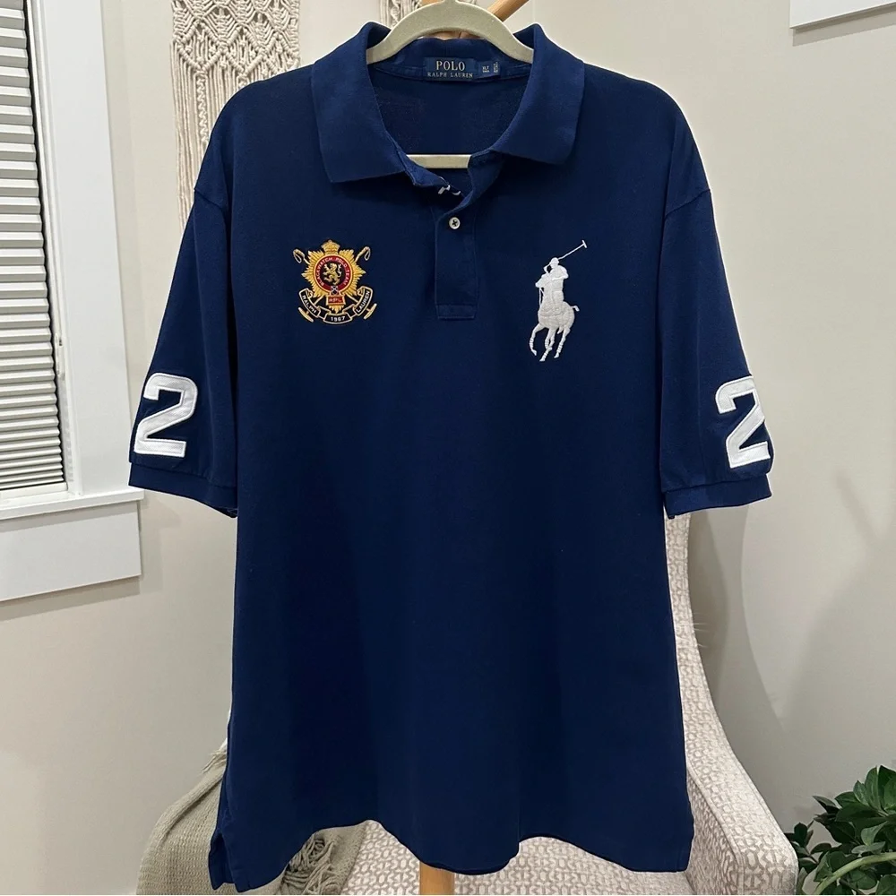 BUNDLE Ralph Lauren Big Pony Navy XLT Polo+XL Red Striped Rugby, Women 2XL